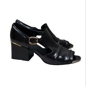 Balenciaga Paris Womens Ankles Leather Block Heels sandals shoes sz 40/10